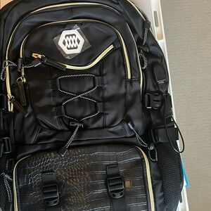 Sporty Black and Gold Backpack with Adjustable Straps